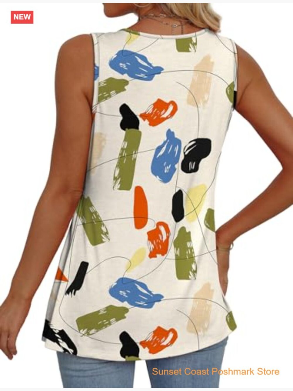 Flowy Peplum V-Neck Sleeveless Tank Top Babydoll Dressy Casual Top - Picture 5 of 7